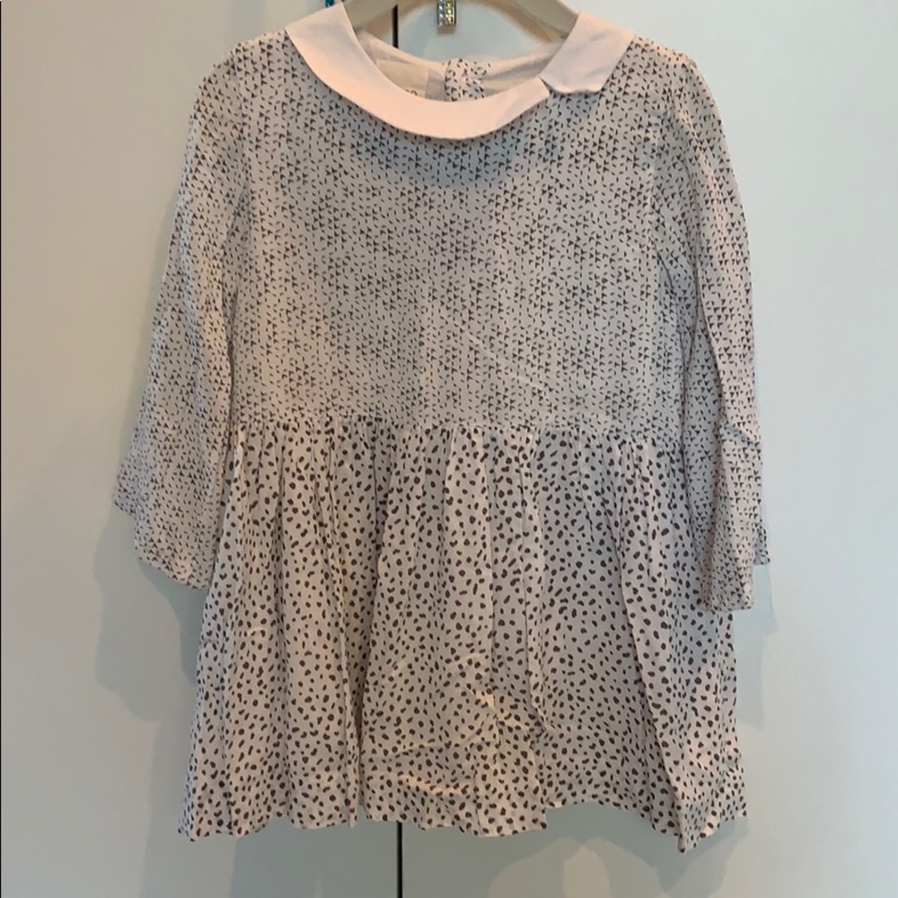 White Long Sleeve Collared Dress With Gray Specks - Picture 3 of 6